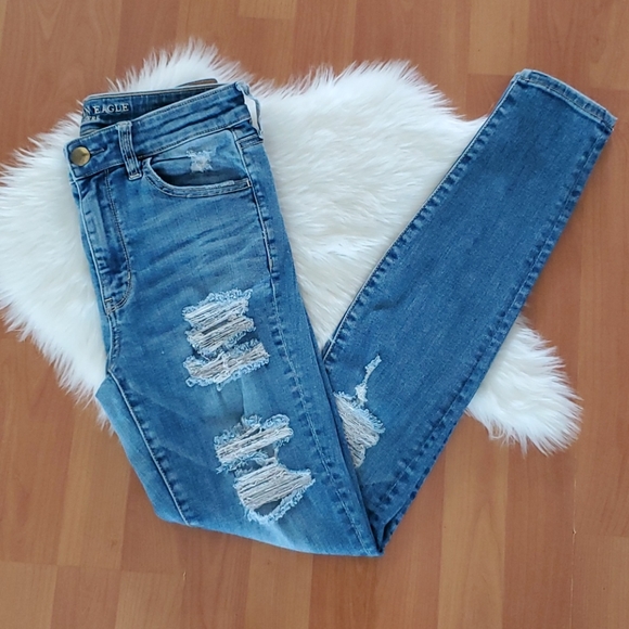American Eagle Outfitters Denim - American Eagle destroyed hi rise jegging 6 Long